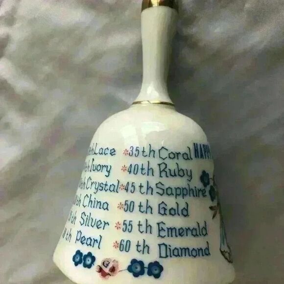 White 5.5" Ceramic Anniversary Bell with Each Year - Picture 4 of 8